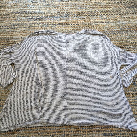 Sperry Nautical Vneck 3/4 Dolman L Striped Pocket Tee Shirt Blue White Fisherman - Picture 6 of 7